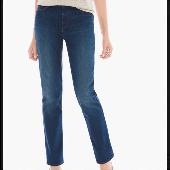 Chico’s | SO Lifting Straight Leg Dark Wash Blue Denim Jeans SZ 0.5 Short - Picture 2 of 16